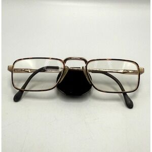 Luxottica Scott Vintage Gold Tortoise Rectangular Eyeglasses Frames Italy 145